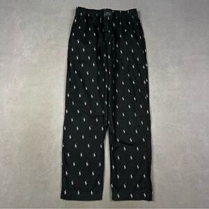 Polo by Ralph Lauren Black Lounge Pants with White Pony Print